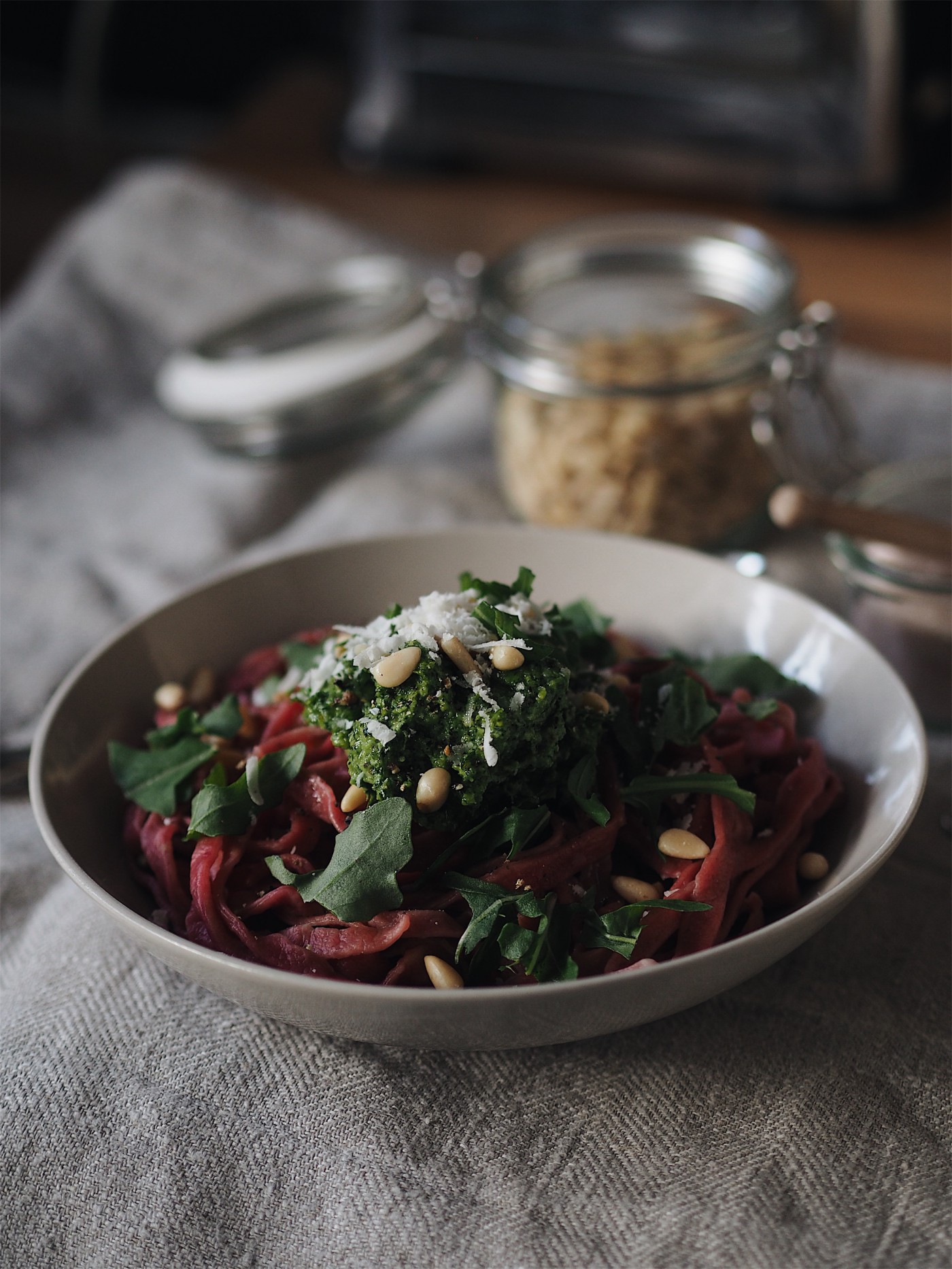 evafedeveka photography food homemade beets pasta with rocket pesto